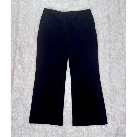 ST JOHN SPORT Black Wide Leg Dress Pants Women Size 16 Button Detail on Waist. - Picture 1 of 10